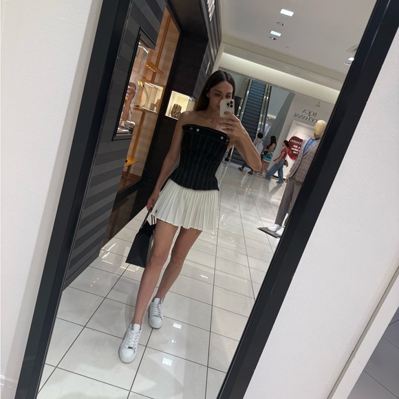 Alexander McQueenPeplum Strapless Denim Top